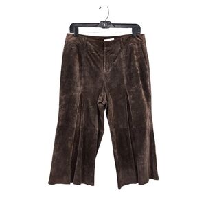 Yvonne & Marie Vintage Women's Leather Pleat Front Wide Leg Capris Pants - 10